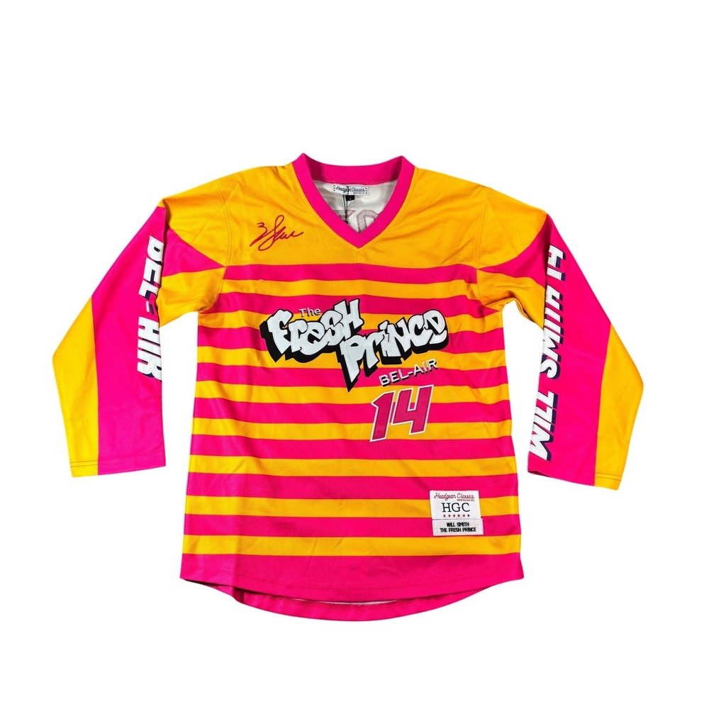 Headgear Classics Fresh Prince Bel-Air Hockey Jersey Pink Yellow Smith 14 Small